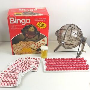 Vintage Pressman Bingo Game Plastic Cage